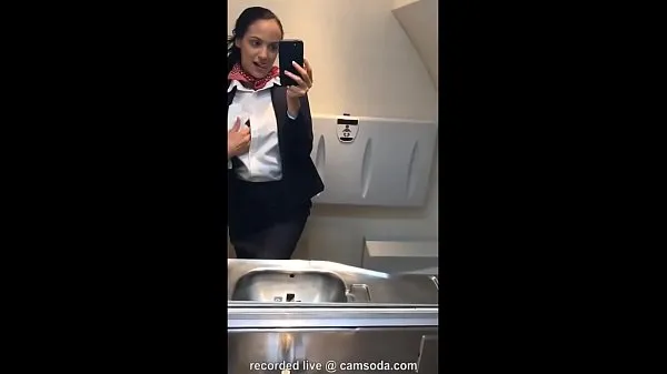 Hot latina stewardess joins the masturbation mile high club in the lavatory and cums drive Movies