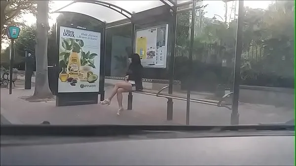 Hot bitch at a bus stop drive-films