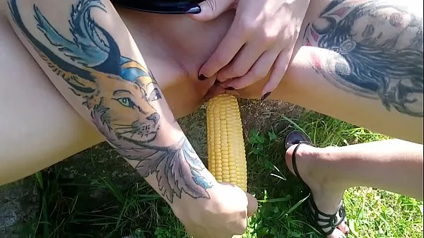Hot Lucy Ravenblood fucking pussy with corn in public drive Movies