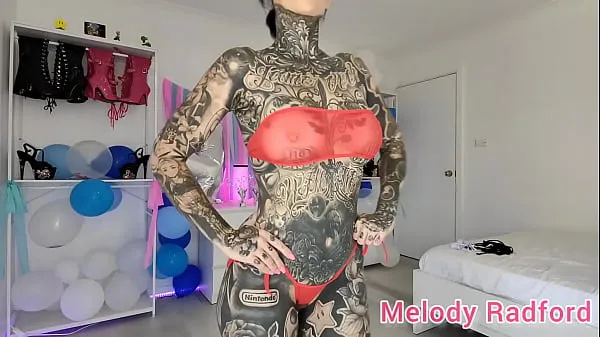 Gorące filmy z Sheer Black and Red Skimpy Micro Bikini try on Melody Radforddysku