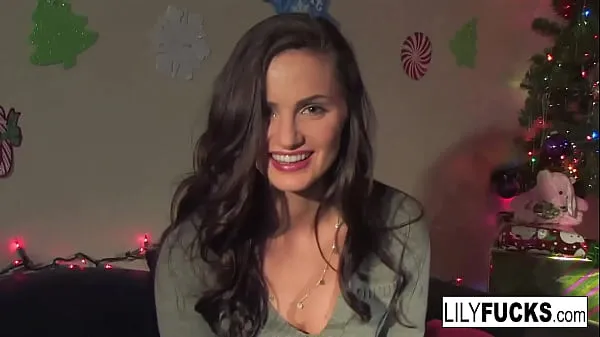 Hot Lily tells us her horny Christmas wishes before satisfying herself in both holes drive Movies
